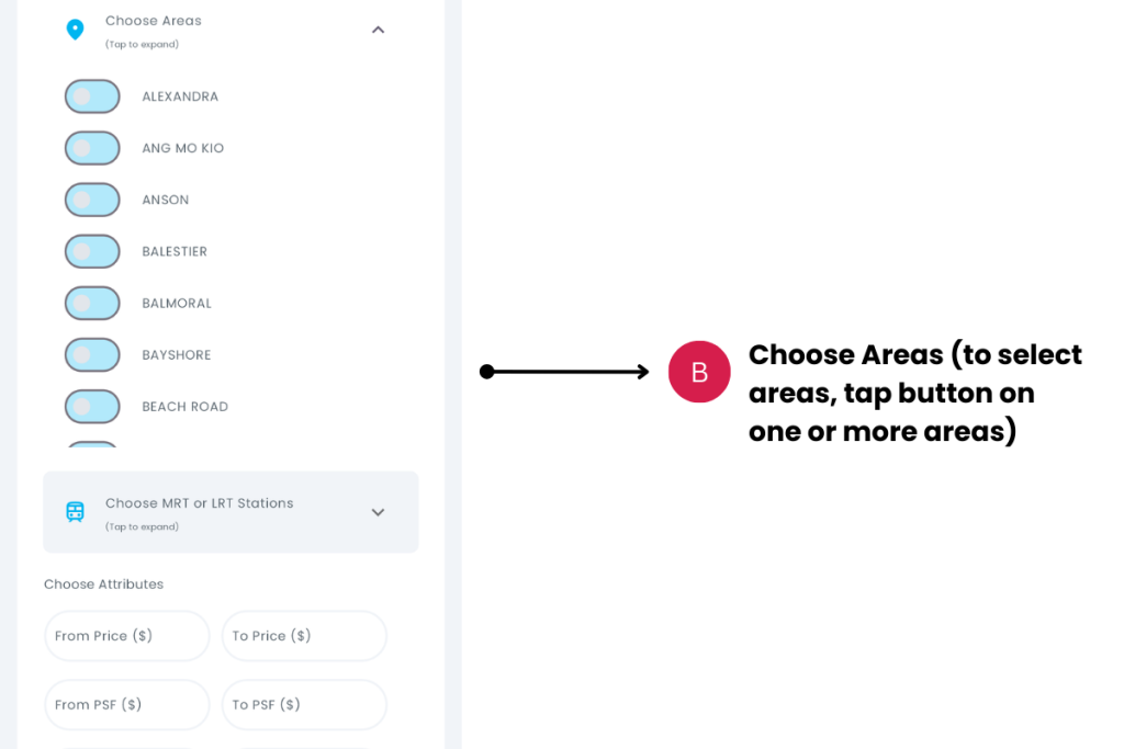 Search Help - Choose Areas